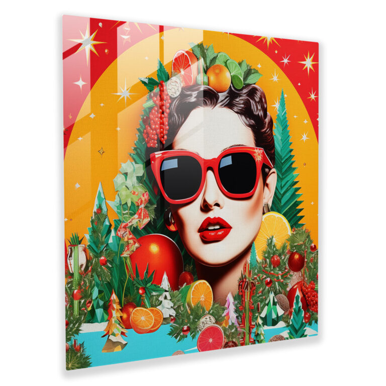 Christmas Pop Art Collage Glass Print - Christmas, Home Decoration, Glass Wall Art, Modern Art