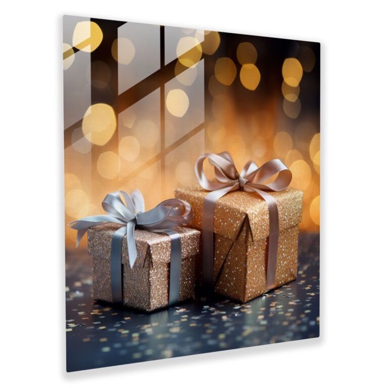 Contemporary Glass Print - Wrapped Christmas Presents - Christmas, Christmas, Elegance, Wall Decoration