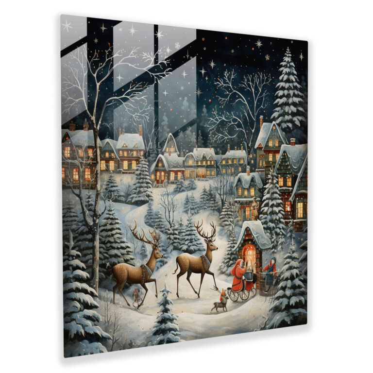 Christmas Magic Glass Print - Christmas, Modern Art, Glass Wall Art, Christmas Scene