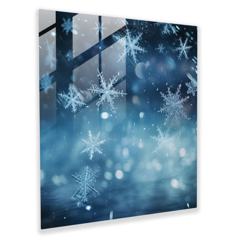 Snowflake Glass Print - Christmas, Glass Art, Enchantment, Glass Wall Art