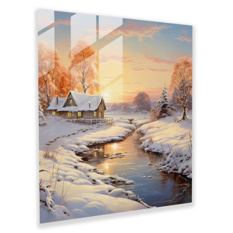 Christmas Winter Landscape Glass Print - Christmas, Modern Art, Christmas, Glass Print