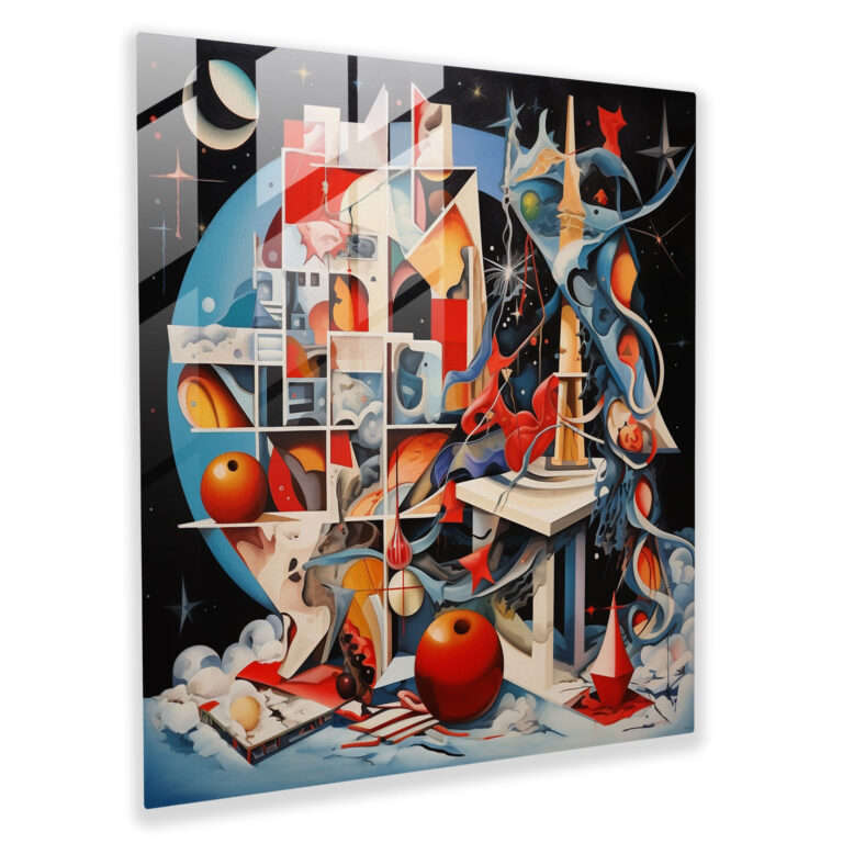 Christmas Fusion Glass Print - Christmas, Cubist Painting, Wall Decoration, Christmas Fusion Glass Print