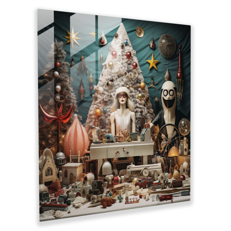 Christmas Glass Print: Dreamlike Surrealism - Christmas, Modern Art, Glass Art, Home Decoration