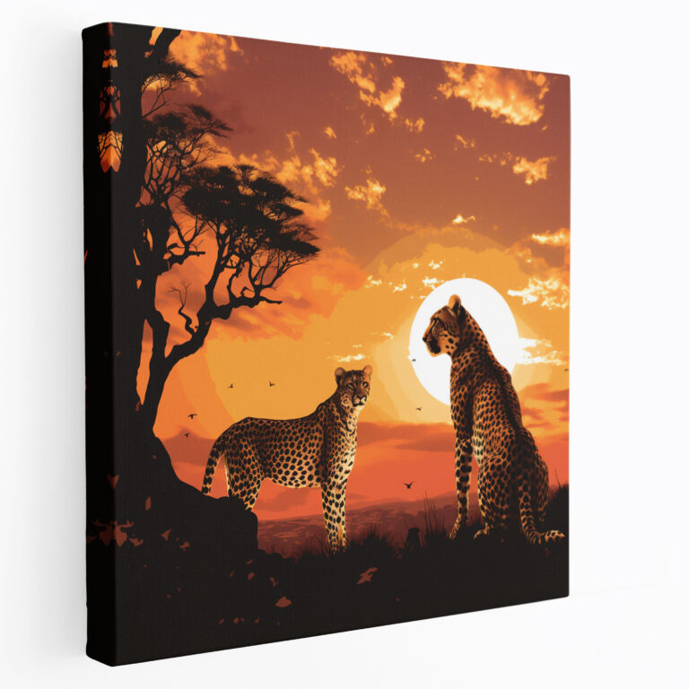 Cheetah Wall Art - Silhouette Cheetah Canvas Print - Cheetah, Cheetah, Sunset Sky, Wall Art