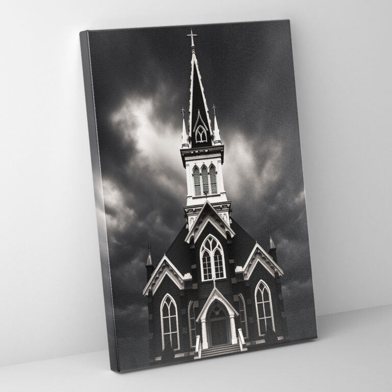 Monochromatic Church Canvas Print - Church, Wall Decoration, Canvas Wall Art, Wall Art
