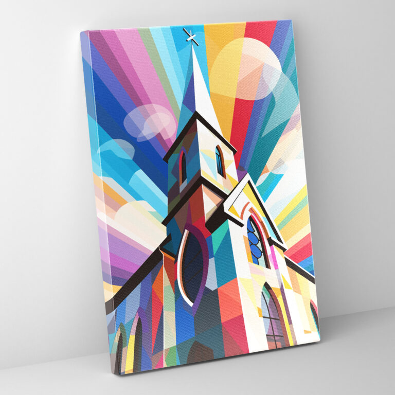 Pop Art Church Wall Art - Church, Bold Vibrant Representation, Wall Decoration, Pop Art Style