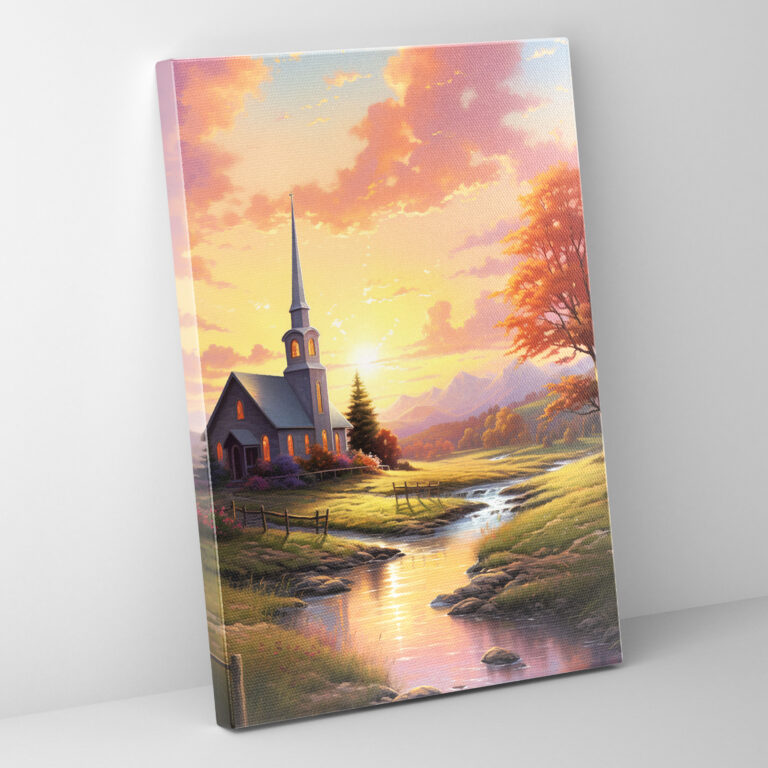 Church Canvas Print - Serene Countryside Sunset Wall Decoration - Church, Church, Canvas Wall Art, Home Decoration