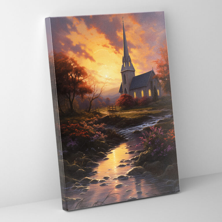 Church Sunset Canvas Print - Church, Sunset, Canvas, Home Decoration