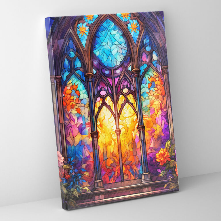 Colorful Stained Glass Window Canvas Print - Church, Canvas Print, Home Decoration, Canvas Wall Art