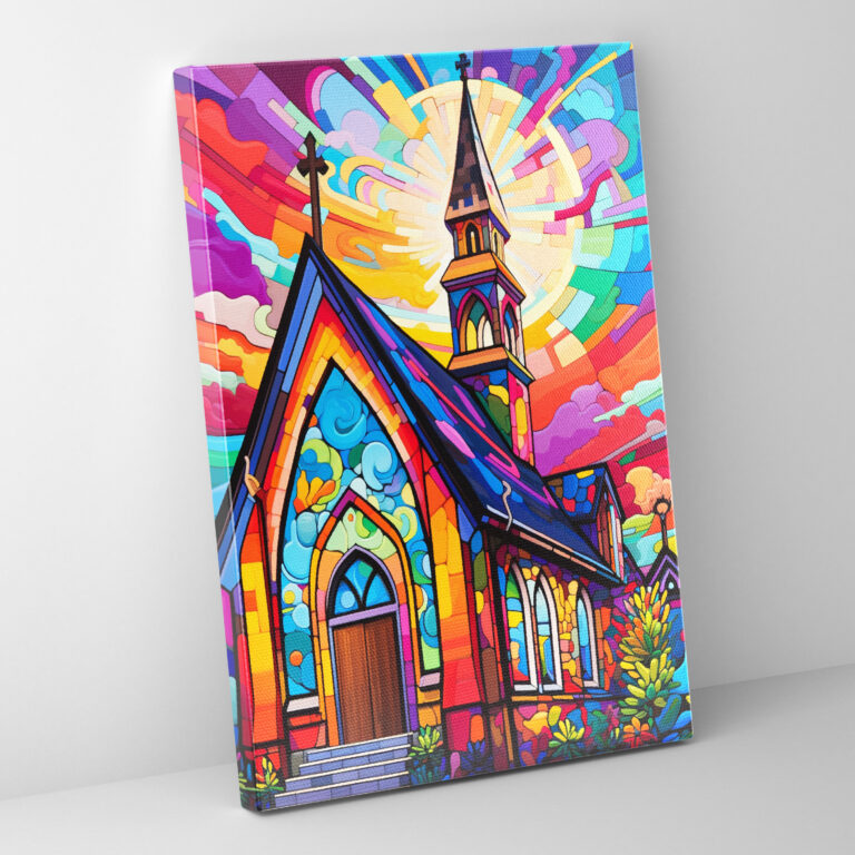 Pop Art Church Canvas Print - Church, Pop Art, Wall Decoration, Bold Patterns