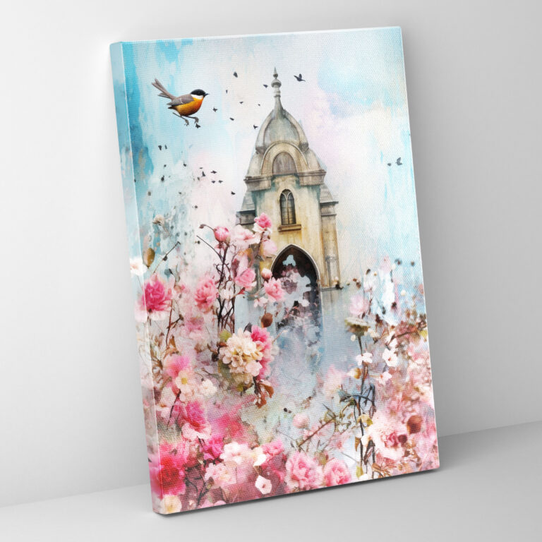 Floral Church Canvas Print - Church, Wall Decoration, Canvas, Flowers