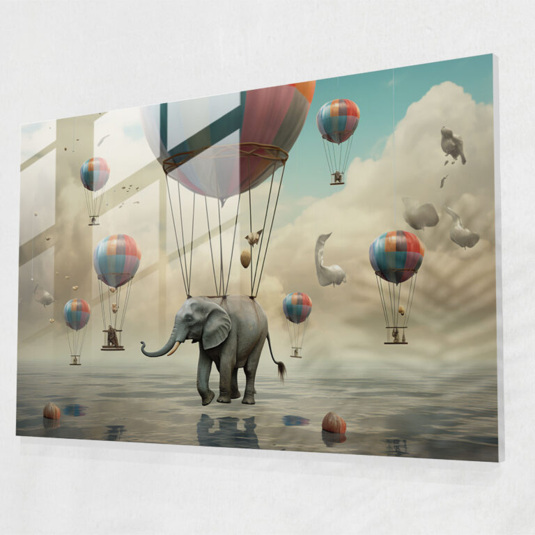 Balancing Act Glass Print - Circus, Glass Art, Digital Painting, Balancing