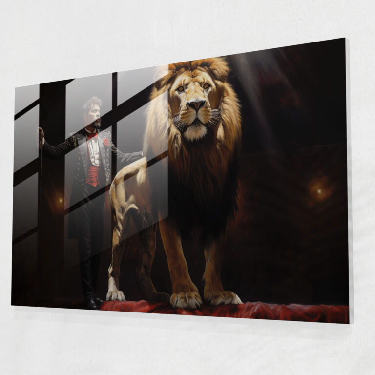 Majestic Lion Glass Print - Circus, Circus Glass Wall Art, Circus Glass Art, Lion Tamer