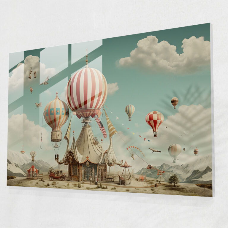 Dreamlike Circus Glass Print - Circus, Dreamlike Landscapes, Wonder, Surreal Collage