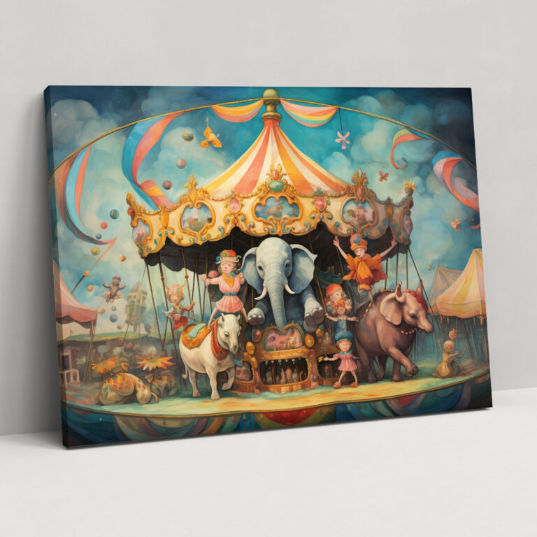 Whimsical Circus Carousel Canvas Print - Circus, Circus Wall Art, Canvas Wall Art, Circus