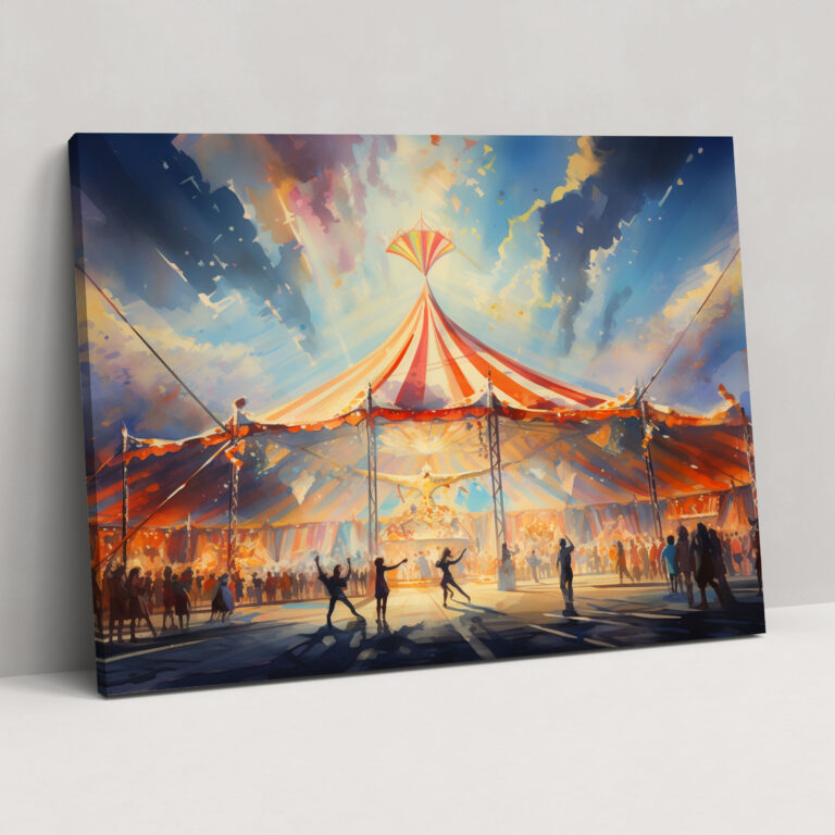 Circus Canvas Print - Colorful Acrobats - Circus, Vibrant, Canvas Print, Home Decoration