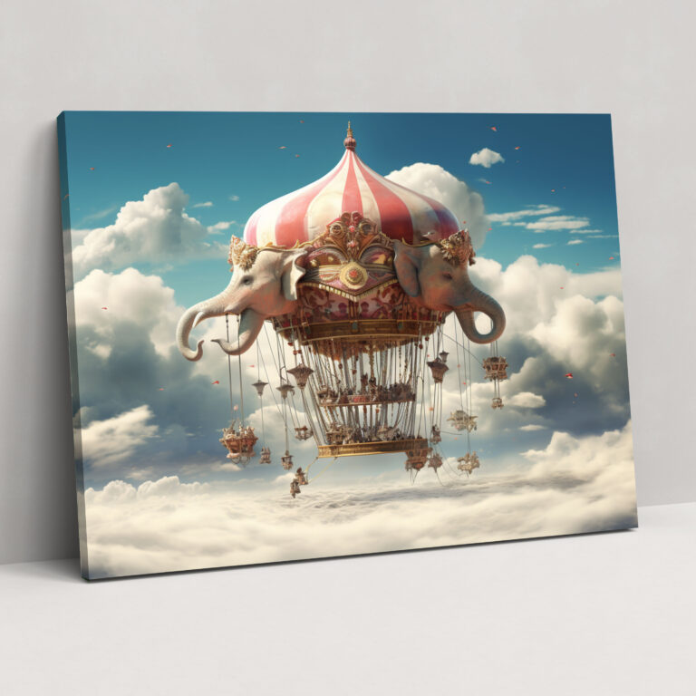 Sky Circus Canvas Print - Circus, Canvas, Fluffy Clouds, Flying Elephants