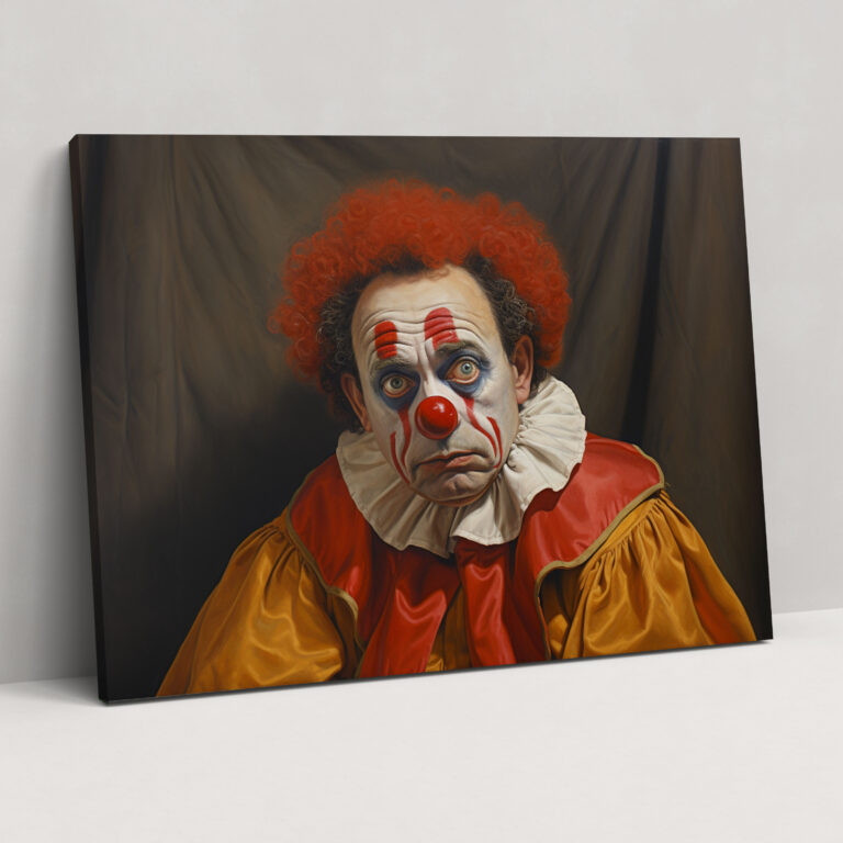 Melancholic Clown Canvas Print - Circus, Canvas Wall Art, Intrigue, Realistic