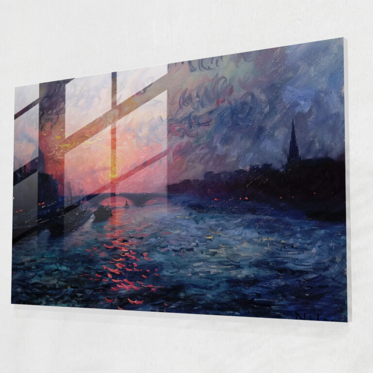 Claude Monet Seine Sunrise Glass Print - Claude Monet, Wall Decoration, Claude Monet, Glass Print