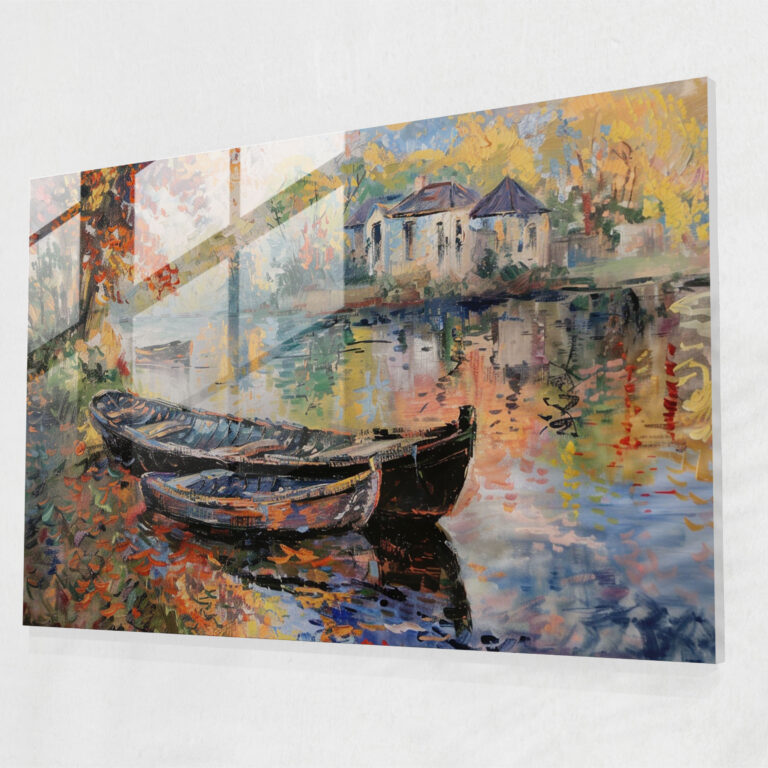 Claude Monet River Boats Glass Print - Claude Monet, Glass Art, Glass Print, Home Decoration