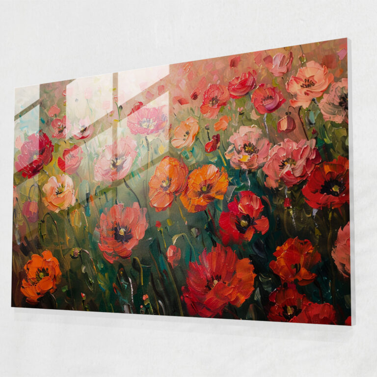 Claude Monet Poppy Field Glass Wall Art - Claude Monet, Glass Art, Home Decoration, Claude Monet