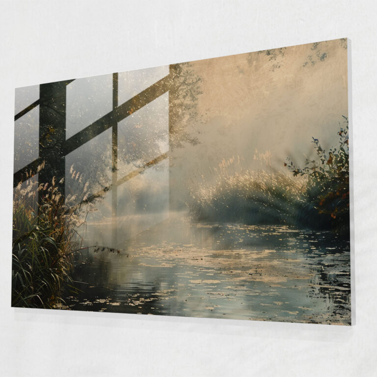 Claude Monet Modern Art - Misty River Glass Wall Art - Claude Monet, Wall Decoration, Glass Art, Claude Monet