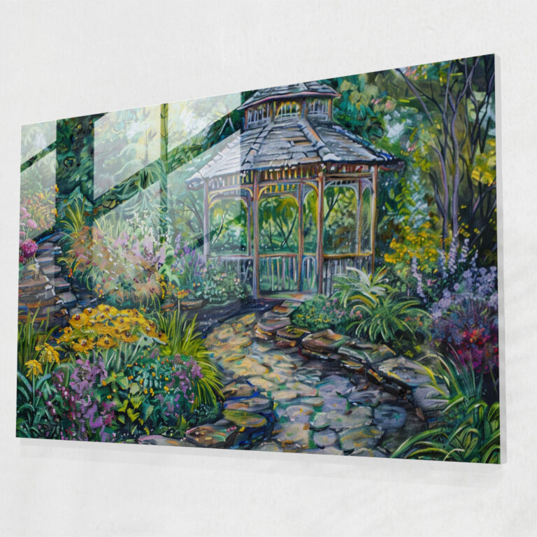 Claude Monet Glass Art - Gazebo Garden Glass Print - Claude Monet, Modern Art, Wall Decoration, Glass Art