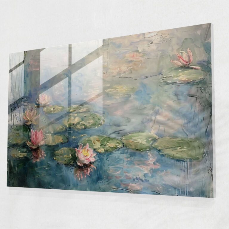 Claude Monet Serene Water Lilies Glass Wall Art - Claude Monet, Glass Art, Glass Wall Art, Modern Art