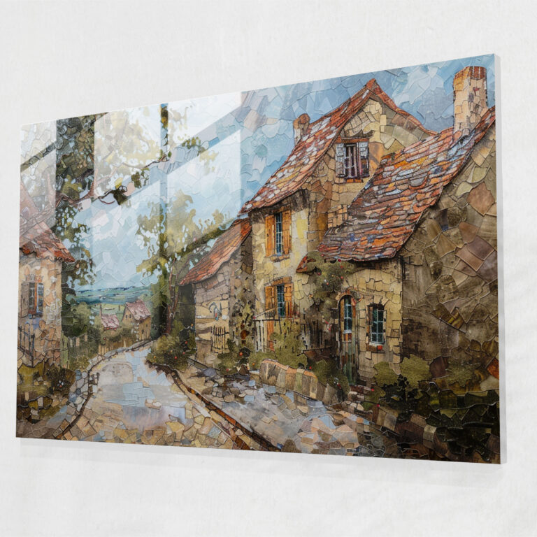 Claude Monet Charming French Village Glass Art - Claude Monet, Glass Art, Glass Print, Wall Decoration