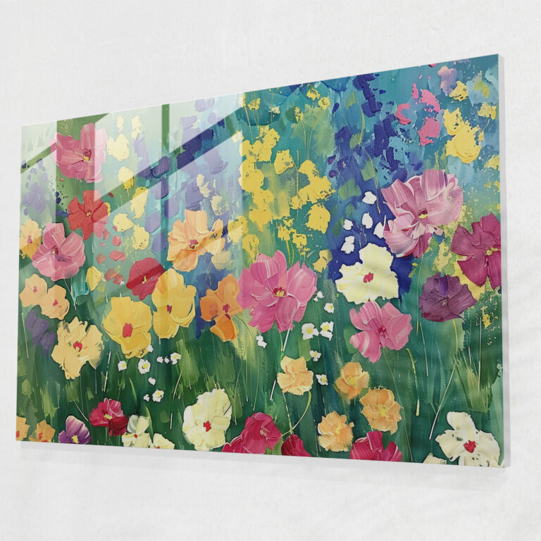 Claude Monet Glass Wall Art Blooming Flowers Wall Decoration - Claude Monet, Wall Decoration, Glass Print, Home Decoration