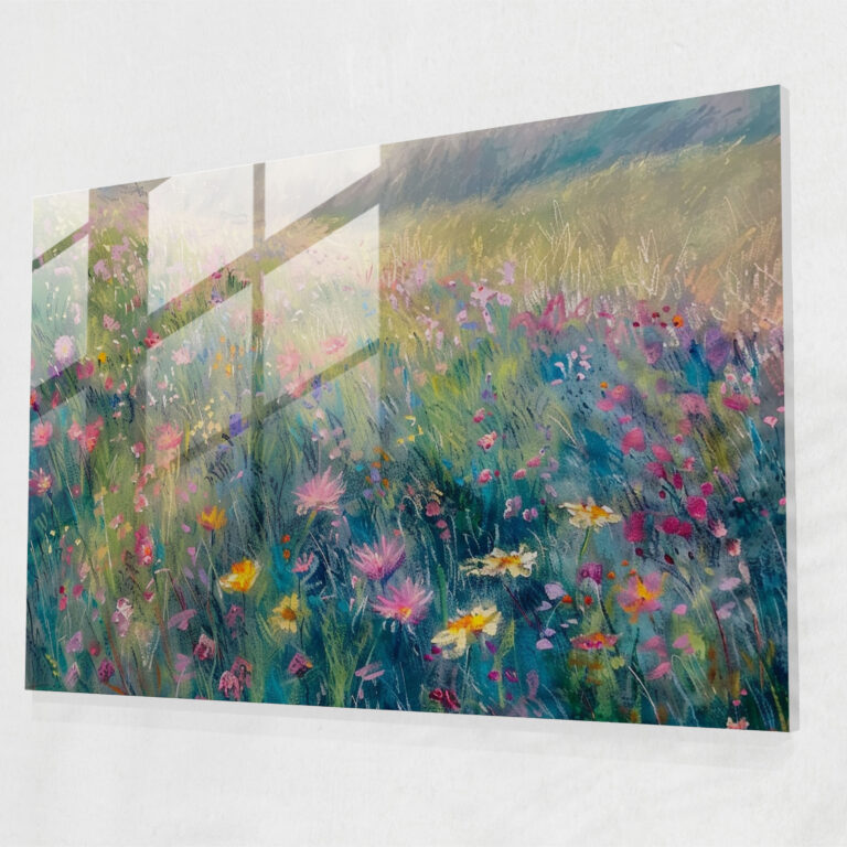 Claude Monet Glass Wall Art Pastel Meadow Wall Decoration - Claude Monet, Claude Monet, Modern Art, Glass Art