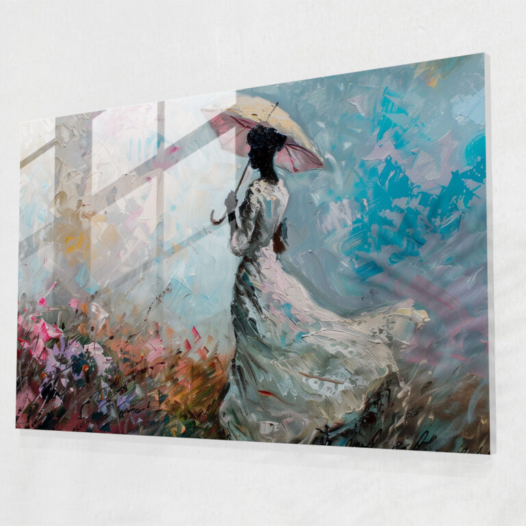 Woman With A Parasol Glass Print - Claude Monet, Home Decoration, Wall Decoration, Glass Art