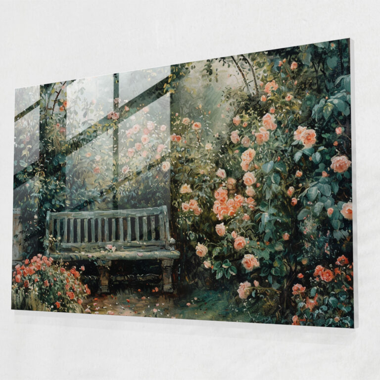 Claude Monet Garden Roses Glass Print - Claude Monet, Claude Monet, Wall Decoration, Glass Wall Art