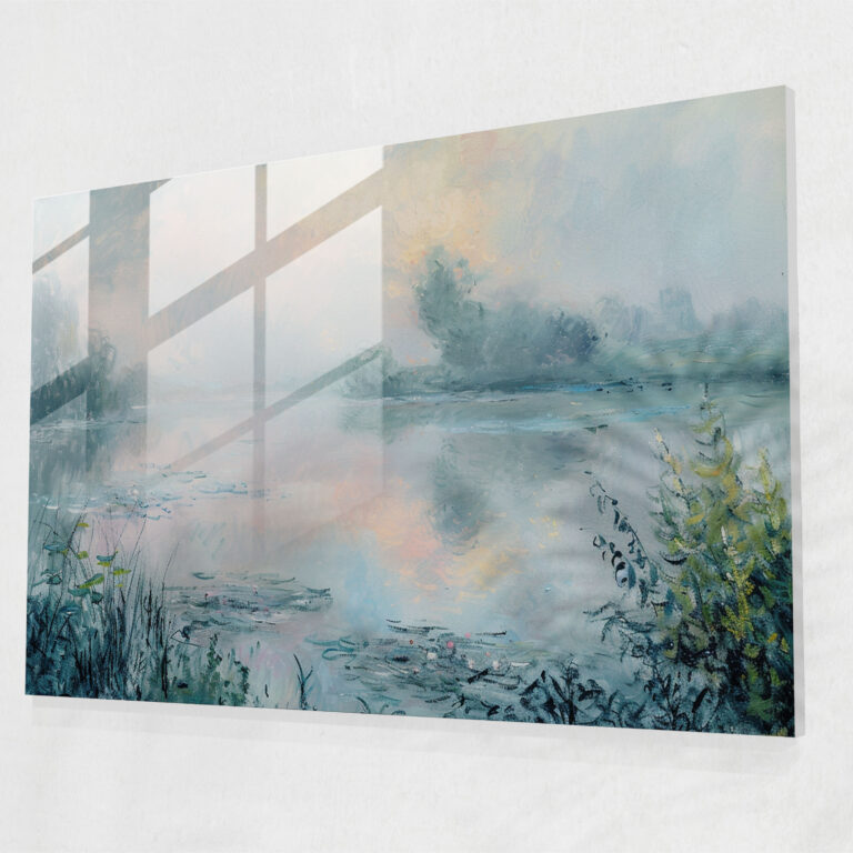 Claude Monet Misty Pond Wall Decoration - Claude Monet, Home Decoration, Glass Art, Modern Art