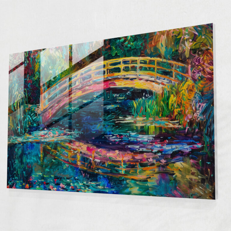Bridge Over Water Glass Print - Claude Monet, Wall Decoration, Glass Art, Glass Wall Art