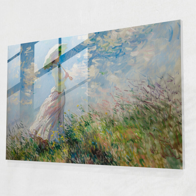 Claude Monet Glass Art - Woman With Parasol - Claude Monet, Woman, Glass Print, Home Decoration