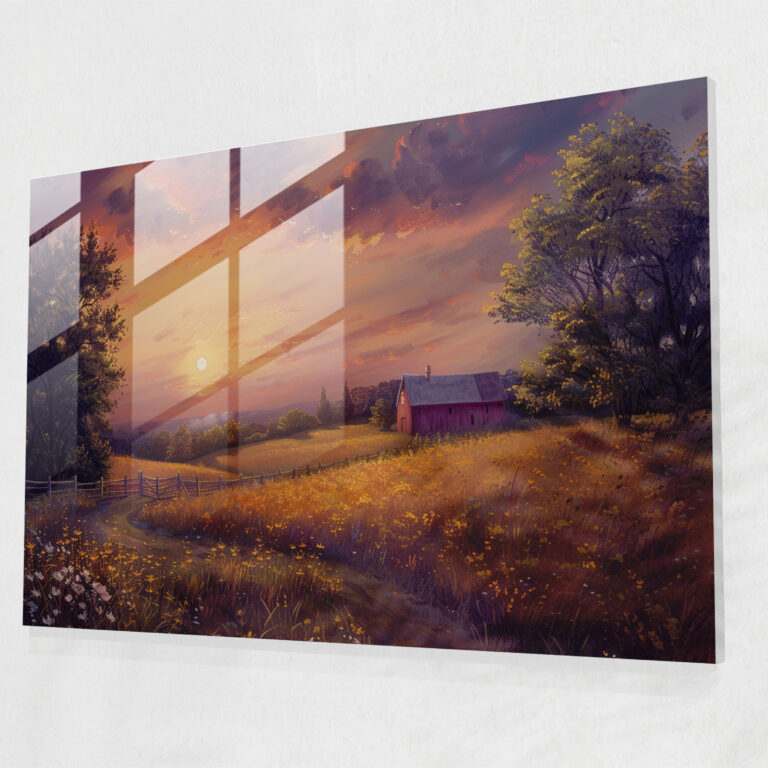 Claude Monet Sunset Countryside Home Decoration - Claude Monet, Glass Print, Modern Art, Claude Monet
