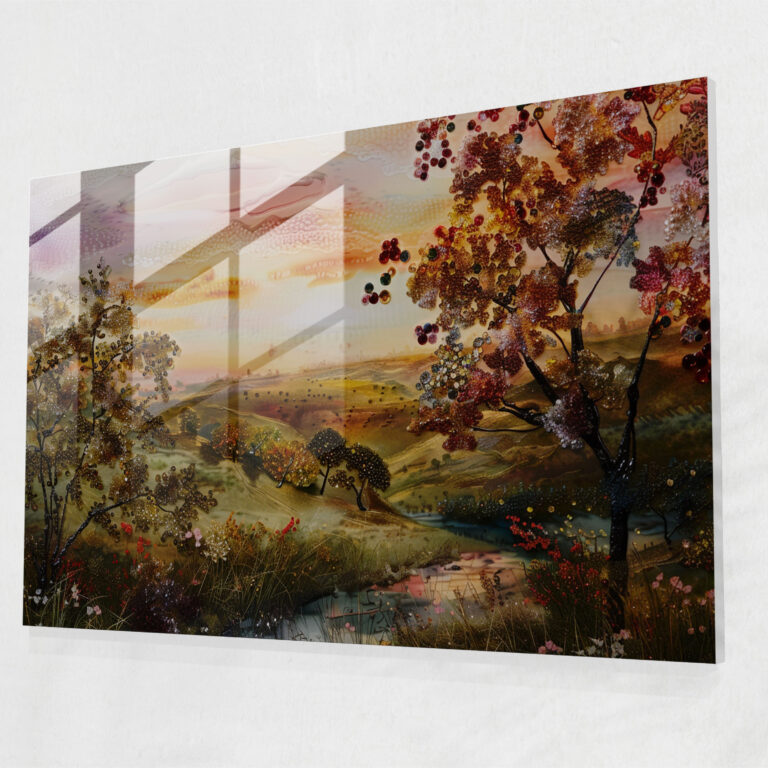 Claude Monet Dusk Countryside Glass Art - Claude Monet, Glass Wall Art, Home Decoration, Glass Art