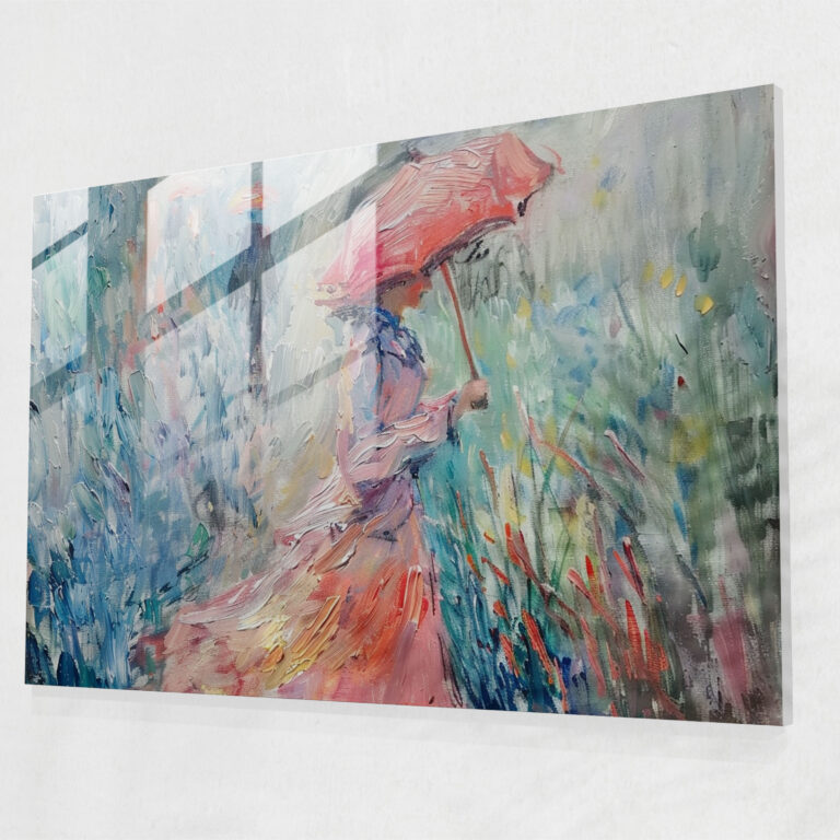 Woman With A Parasol Glass Wall Art - Claude Monet, Home Decoration, Claude Monet, Glass Wall Art