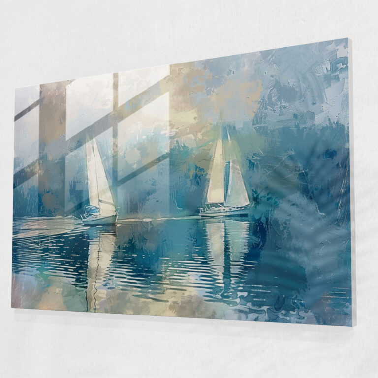 Sailboats On The River Glass Print - Claude Monet, Claude Monet, Wall Decoration, Modern Art