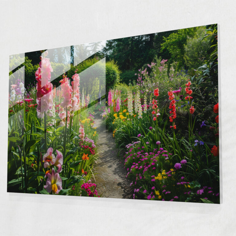 Colorful Garden Glass Print - Claude Monet, Glass Art, Colorful Flowers, Home Decoration