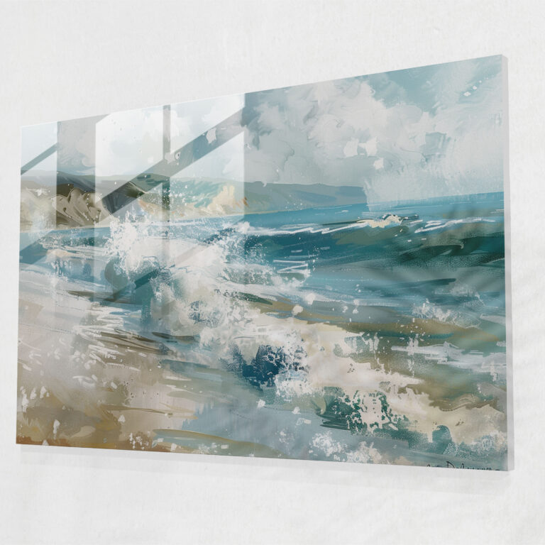 Seaside Waves Glass Print - Claude Monet, Glass Wall Art, Crashing Waves, Glass Art