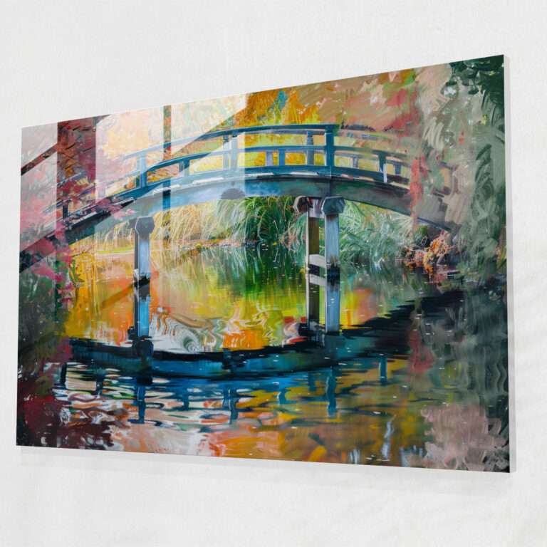 Bridge Reflection Glass Print - Claude Monet, Wall Decoration, Still Pond, Glass Print