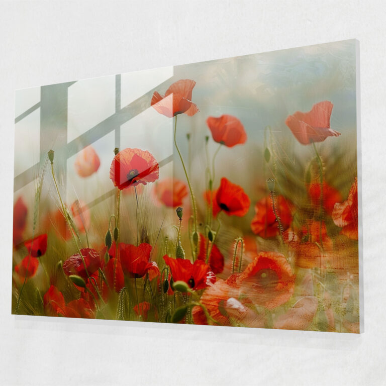 Claude Monet Modern Art - Field Of Poppies In Bloom - Claude Monet, Glass Wall Art, Wall Decoration, Glass Print