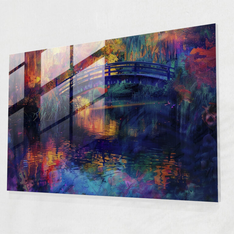 Claude Monet Home Decoration - Bridge Over Lily Pond - Claude Monet, Glass Print, Claude Monet, Glass Wall Art