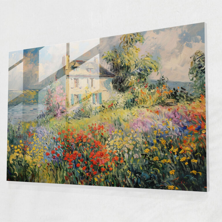 Claude Monet Wall Decoration - House With A Garden - Claude Monet, Glass Art, Wall Decoration, Modern Art