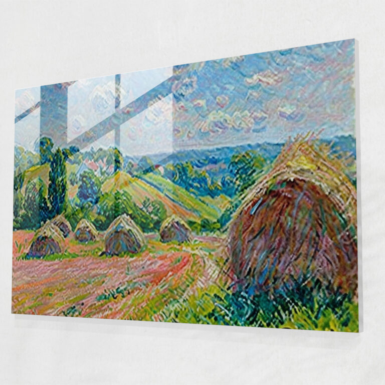 Claude Monet Colorful Haystacks Wall Decoration - Claude Monet, Glass Print, Claude Monet, Glass Art