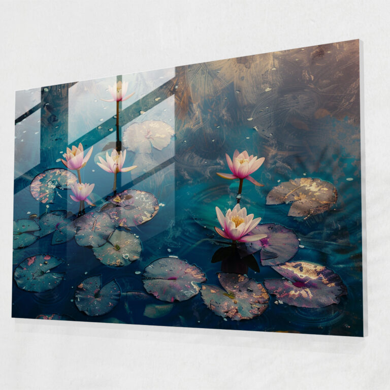 Claude Monet Glass Print - Water Lilies In A Pond - Claude Monet, Glass Art, Claude Monet, Wall Decoration
