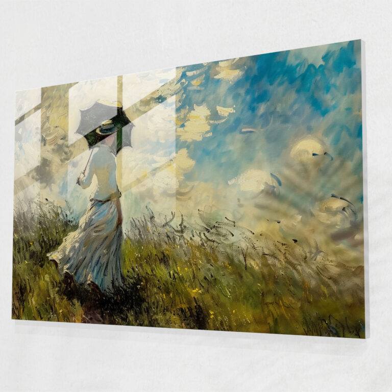Claude Monet Wall Decoration - Woman With A Parasol - Claude Monet, Modern Art, Glass Print, Home Decoration