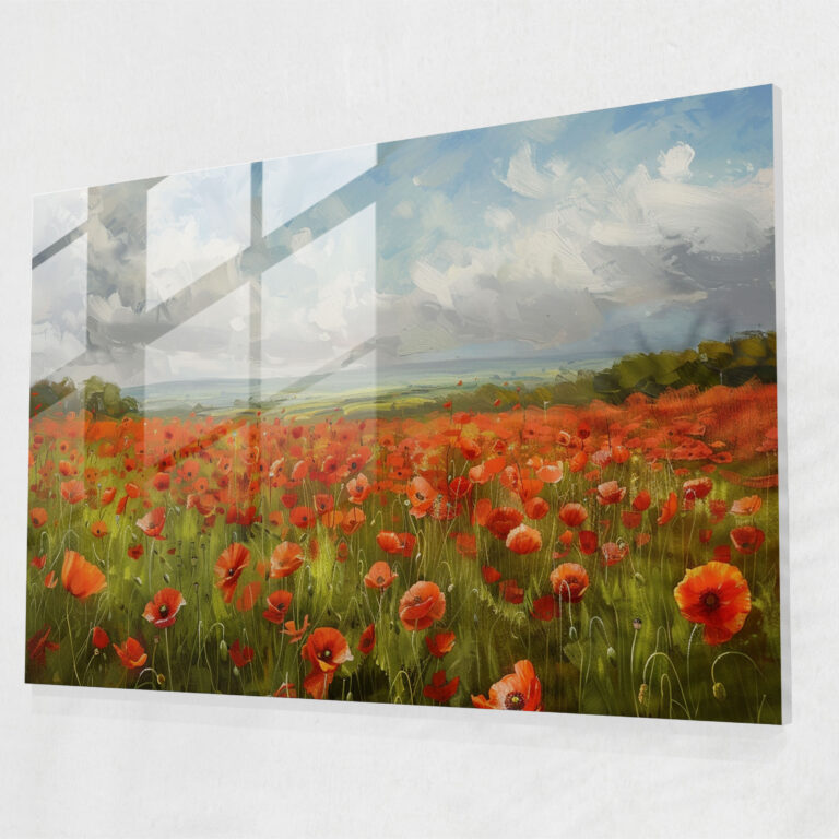 Impressionistic Poppy Field Glass Print - Claude Monet, Glass Wall Art, Modern Art, Home Decoration